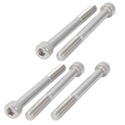 Harfington Uxcell M8x80mm 304 Stainless Steel 28mm Half Thread Hex Socket Head Cap Screw Bolt 5Pcs