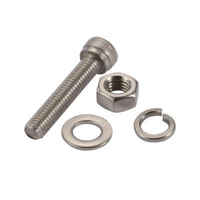 Harfington Uxcell 10pcs M5x25mm 304 Stainless Steel Knurled Hex Socket Head Bolts Nuts w Washers