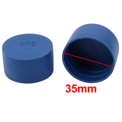 Harfington Uxcell 4pcs 35mm Inner Dia PE Plastic End Cap Bolt Thread Protector Tube Cover Blue