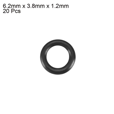 Harfington Uxcell 20pcs Black Nitrile Butadiene Rubber NBR O-Ring 3.8mm Inner Dia 1.2mm Width