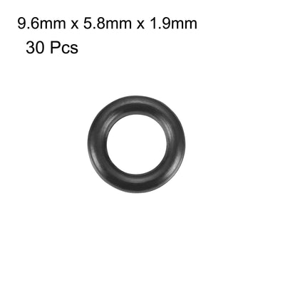 Harfington Uxcell 30pcs Black Nitrile Butadiene Rubber NBR O-Ring 5.8mm Inner Dia 1.9mm Width