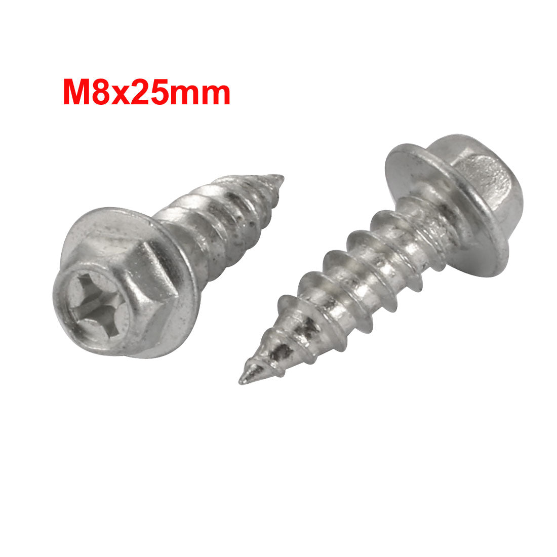 uxcell Uxcell 4Pcs M8x25mm Zinc Plated phillips Drive Flange Hex Head Self-Tapping Screw