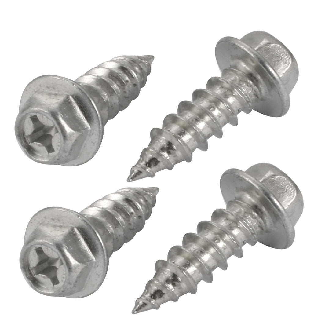 uxcell Uxcell 4Pcs M8x25mm Zinc Plated phillips Drive Flange Hex Head Self-Tapping Screw