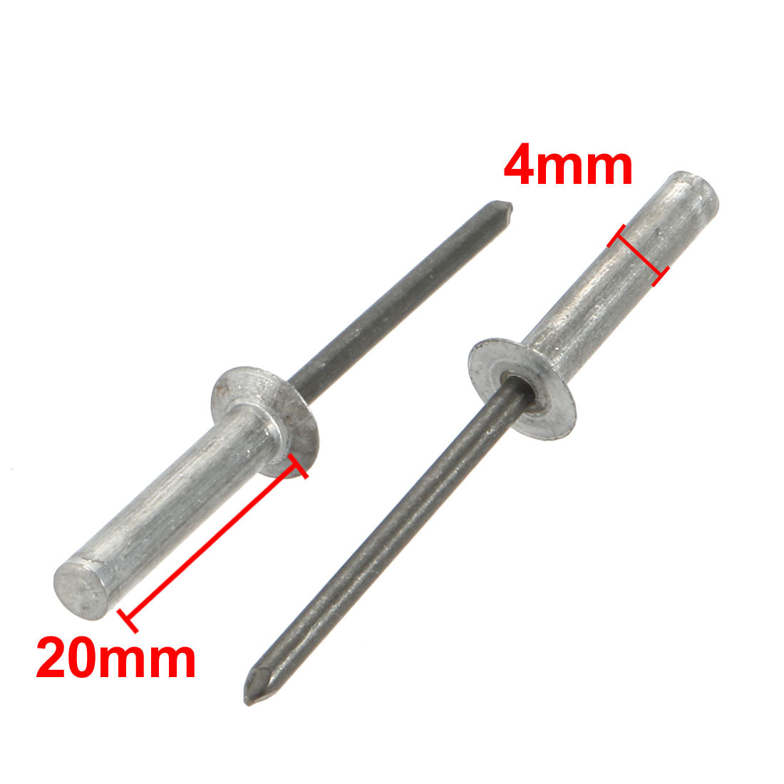 uxcell Uxcell 4mmx20mm Aluminum Countersunk Head Closed End Blind Rivets Fastener 50pcs