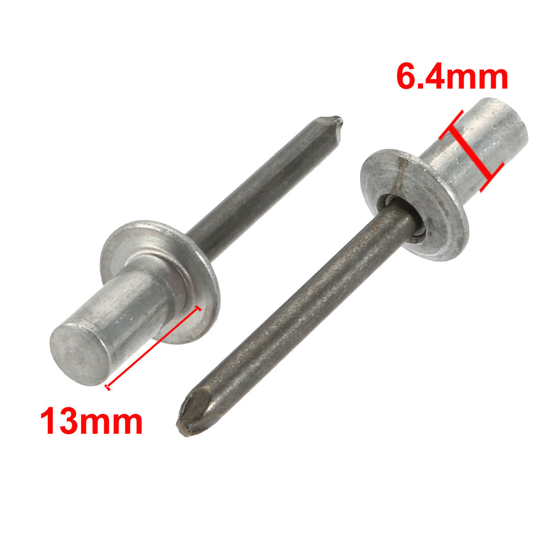 uxcell Uxcell 6.4mmx13mm Aluminum Round Dome Head Closed End Blind Rivets Fastener 40pcs