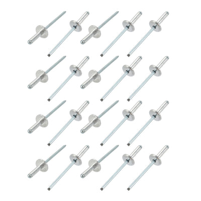 Harfington Uxcell 20 Pcs 3.2mm x 13mm Aluminum Open End Large Flange Blind Rivets