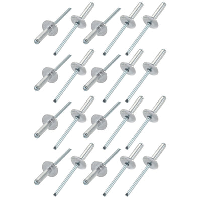 Harfington Uxcell 20 Pcs 4mm x 16mm Aluminum Open End Large Flange Blind Rivets