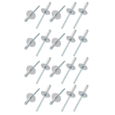 Harfington Uxcell 20 Pcs 5mm x 16mm Aluminum Open End Large Flange Blind Rivets