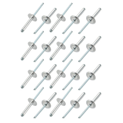 Harfington Uxcell 20 Pcs 5mm x 25mm Aluminum Open End Large Flange Blind Rivets