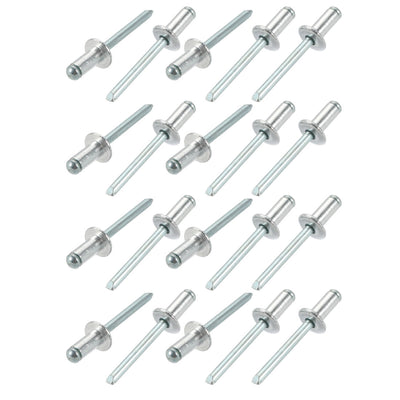 Harfington Uxcell 20 Pcs 6.4mm x 13mm Aluminum Open End Large Flange Blind Rivets