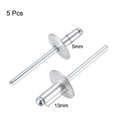 Harfington Uxcell 5pcs 13mmx5mmx16mm 304 Stainless Steel Open End Large Flange Blind Rivets