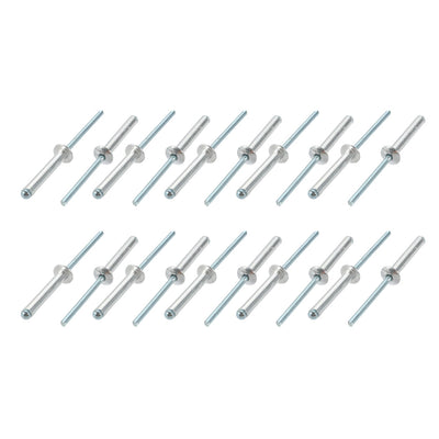 Harfington Uxcell 20 Pcs 4mm x 25mm Aluminum/Steel Open End Blind Rivets