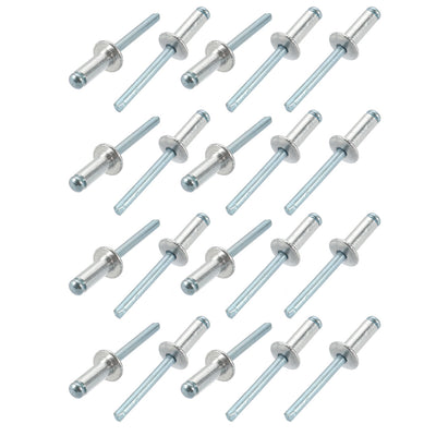 Harfington Uxcell 20 Pcs 6mm x 16mm Aluminum/Steel Open End Blind Rivets