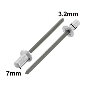 Harfington Uxcell 3.2mmx7mm Aluminum Countersunk Head Closed End Blind Rivets Fastener 200pcs