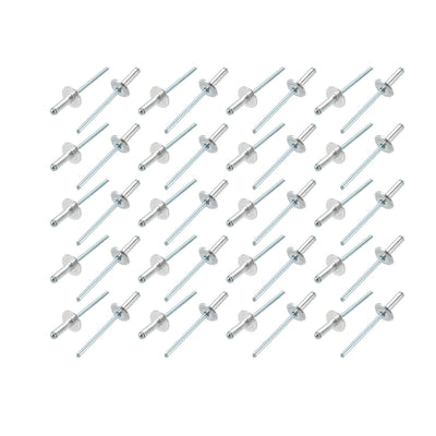 Harfington Uxcell 40 Pcs 4mm x 13mm Aluminum Open End Large Flange Blind Rivets