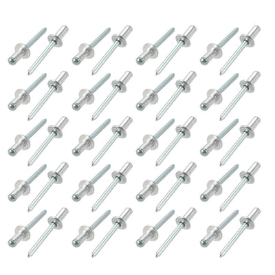 Harfington Uxcell 40 Pcs 6.4mm x 13mm Aluminum Open End Large Flange Blind Rivets