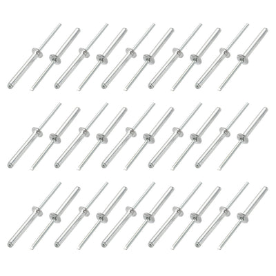 Harfington Uxcell 30 Pcs 4mm x 30mm Aluminum/Steel Open End Blind Rivets