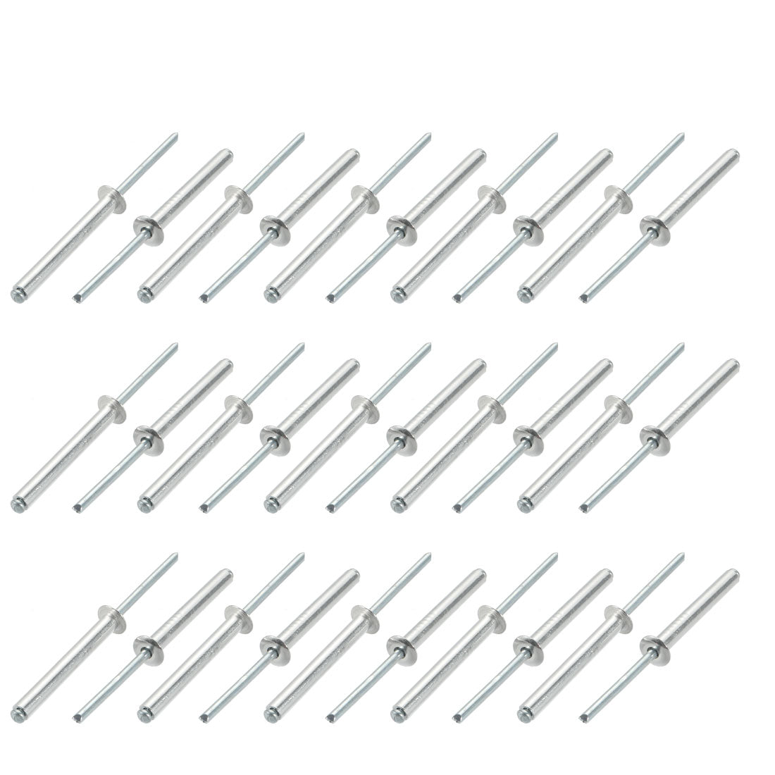 uxcell Uxcell 30 Pcs 5mm x 40mm Aluminum/Steel Open End Blind Rivets