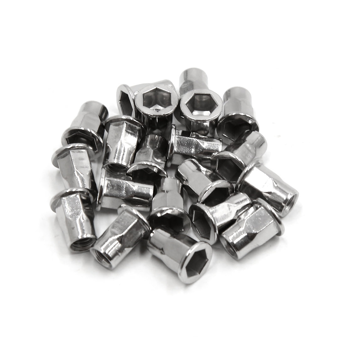 uxcell Uxcell 20Pcs 304 Stainless Steel M6 Rivet Nut Flat Head Threaded Insert  for Car