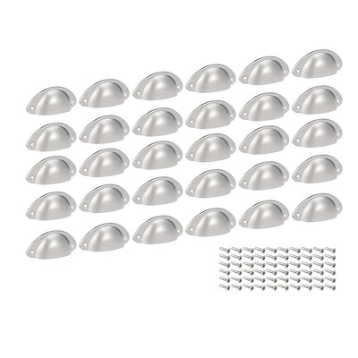 Harfington Uxcell Cup Drawer Pull Kitchen Cabinet Handle Silver Tone, 66mm Hole Centers, 30pcs