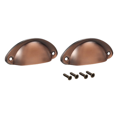 Harfington Uxcell Cup Drawer Pull Kitchen Cabinet Handle Copper Tone, 66mm Hole Centers, 2pcs