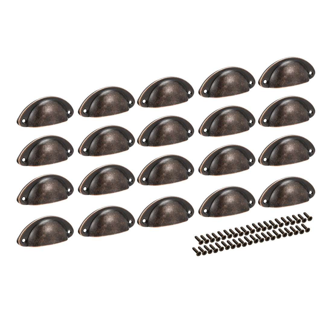 uxcell Uxcell Cup Drawer Pull Kitchen Cabinet Handle Antique Copper, 66mm Hole Centers, 20pcs