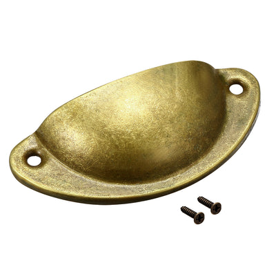 Harfington Uxcell Cup Drawer Pull Kitchen Cabinet Handle Brass Tone, 66mm Hole Centers, 8pcs