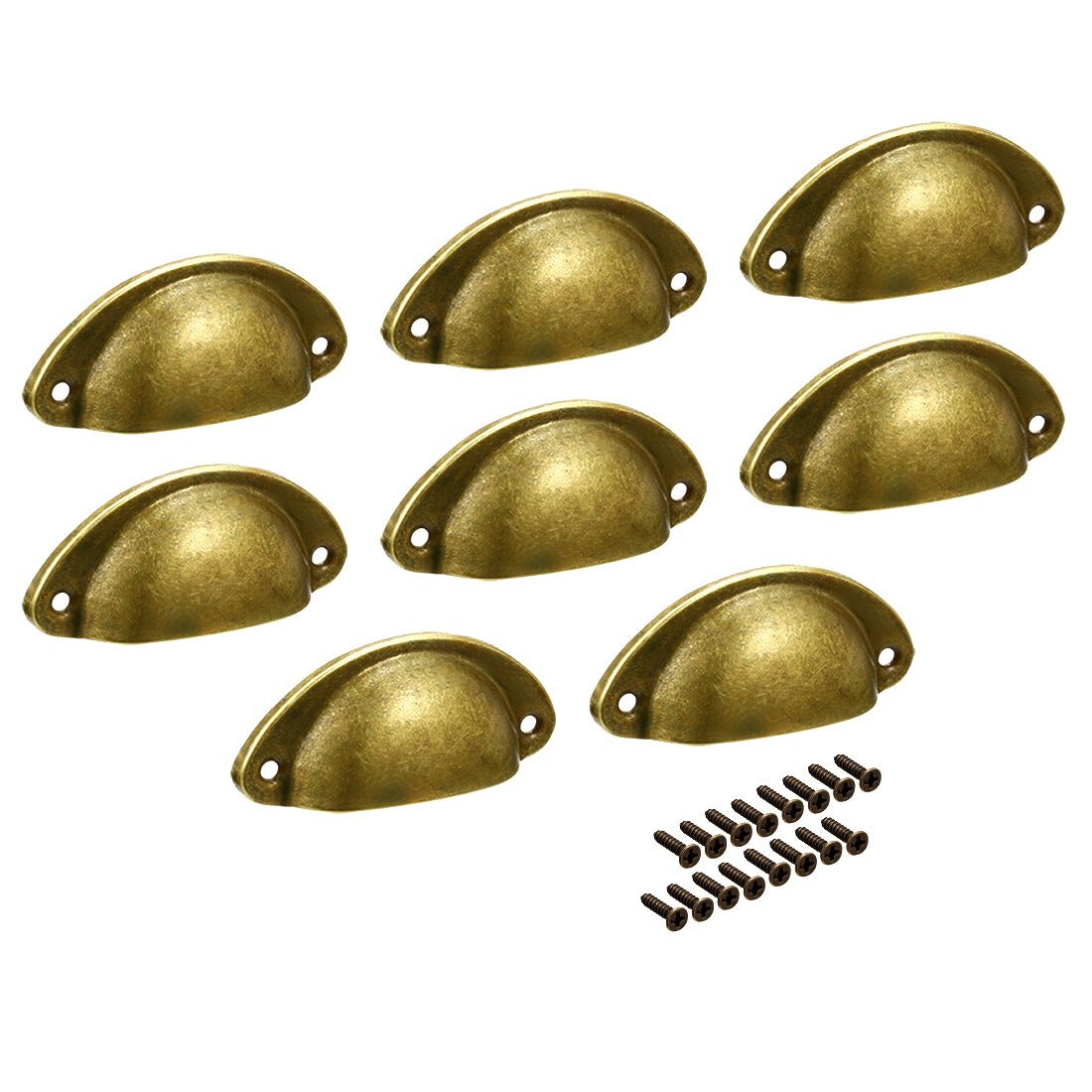 uxcell Uxcell Cup Drawer Pull Kitchen Cabinet Handle Brass Tone, 66mm Hole Centers, 8pcs