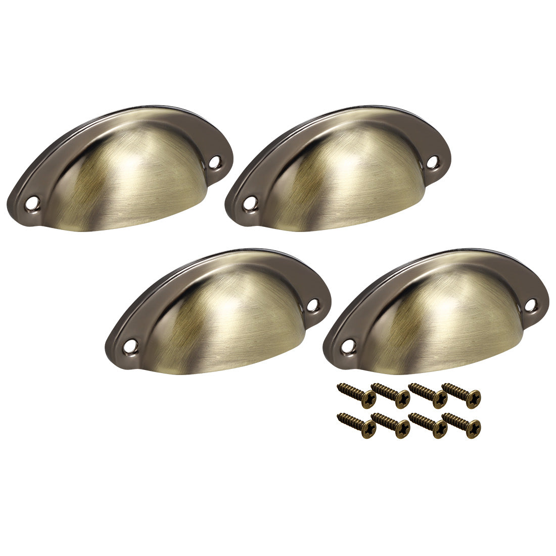 uxcell Uxcell Cup Drawer Pull Kitchen Cabinet Handle Bronze Tone, 66mm Hole Centers, 4pcs