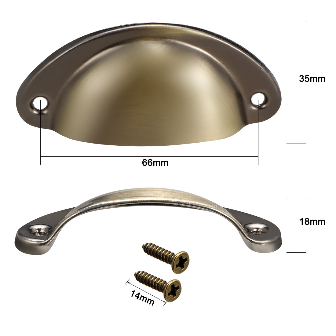 uxcell Uxcell Cup Drawer Pull Kitchen Cabinet Handle Bronze Tone, 66mm Hole Centers, 2pcs