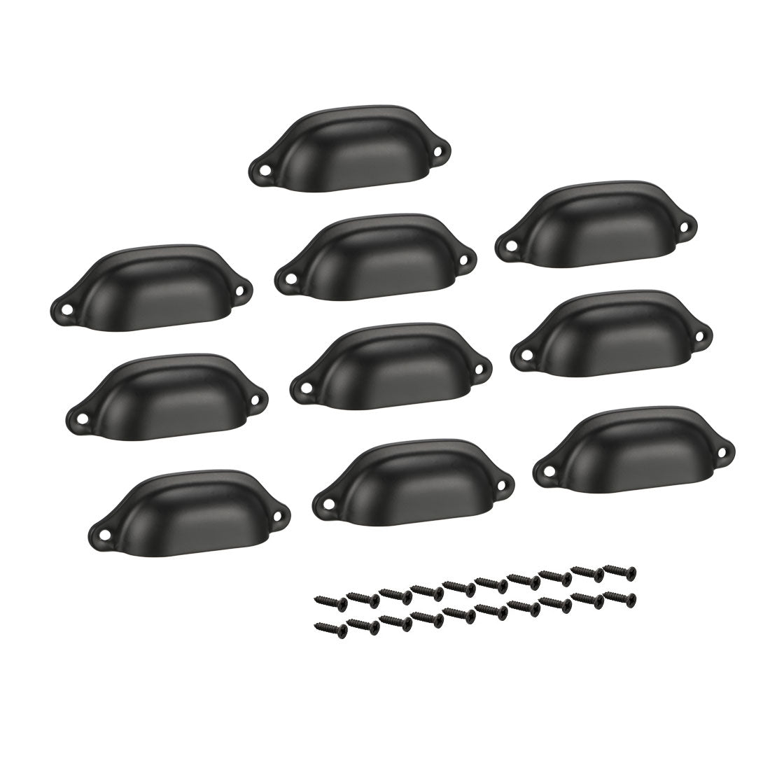 uxcell Uxcell Cup Drawer Pull Kitchen Cabinet Handles Black, 83mm Hole Centers, 10pcs