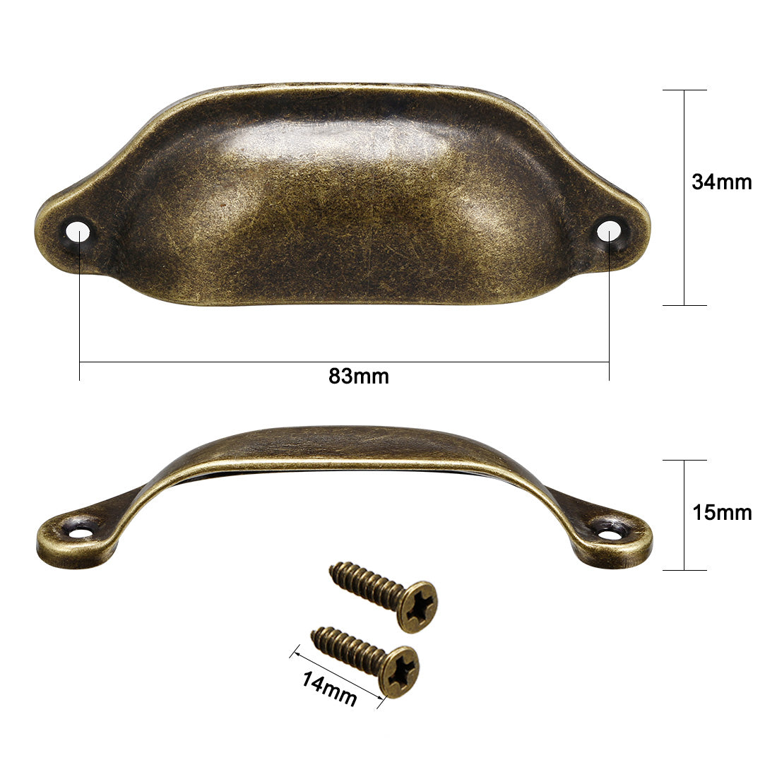 uxcell Uxcell Cup Drawer Pull Kitchen Cabinet Handles Bronze Tone, 83mm Hole Centers, 5pcs