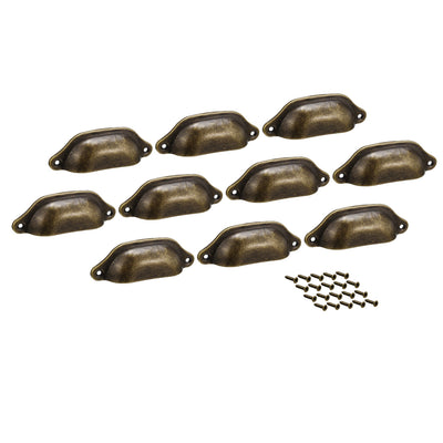 Harfington Uxcell Cup Drawer Pull Kitchen Cabinet Handles Bronze Tone, 83mm Hole Centers, 10pcs