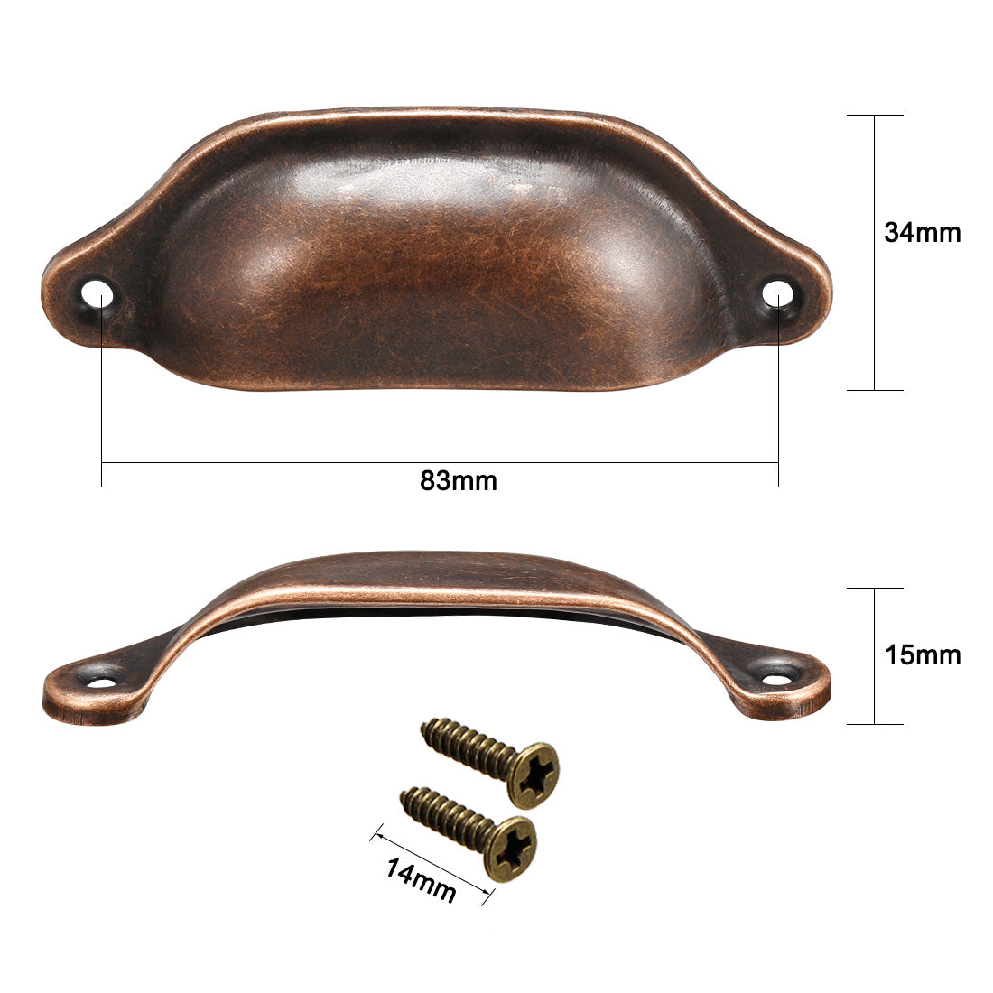 uxcell Uxcell Cup Drawer Pull Kitchen Cabinet Handles Copper Tone, 83mm Hole Centers, 5pcs