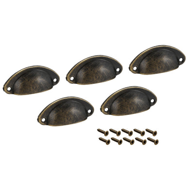 Harfington Uxcell Cup Drawer Pull Kitchen Cabinet Handles Bronze Tone, 40mm Hole Centers, 5pcs