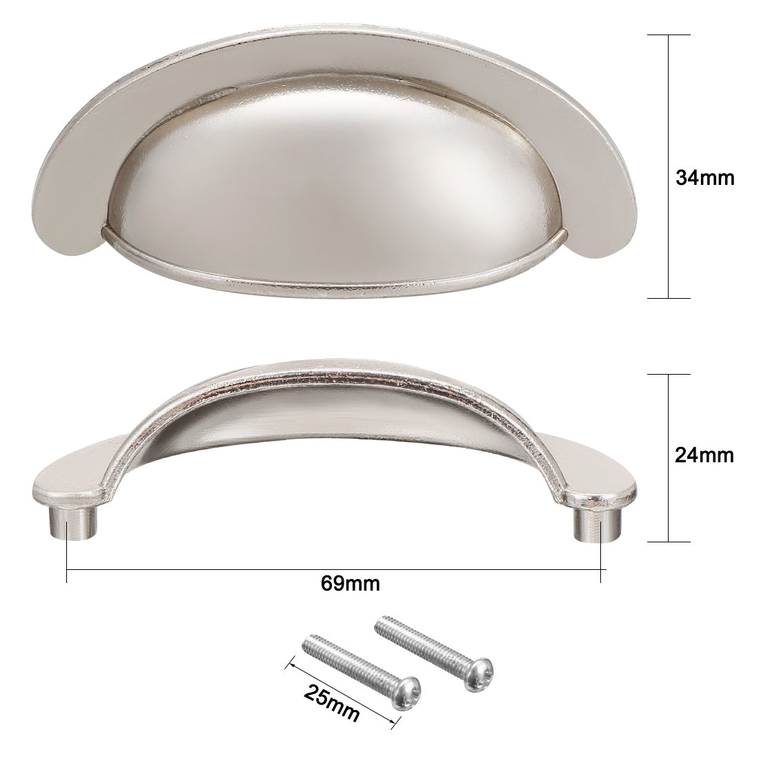 uxcell Uxcell Cup Drawer Pull Kitchen Cabinet Handles Hole Centers,