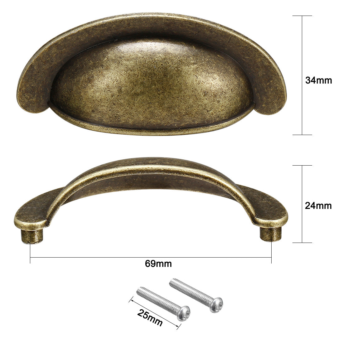 uxcell Uxcell Cup Drawer Pull Kitchen Cabinet Handles Hole Centers,