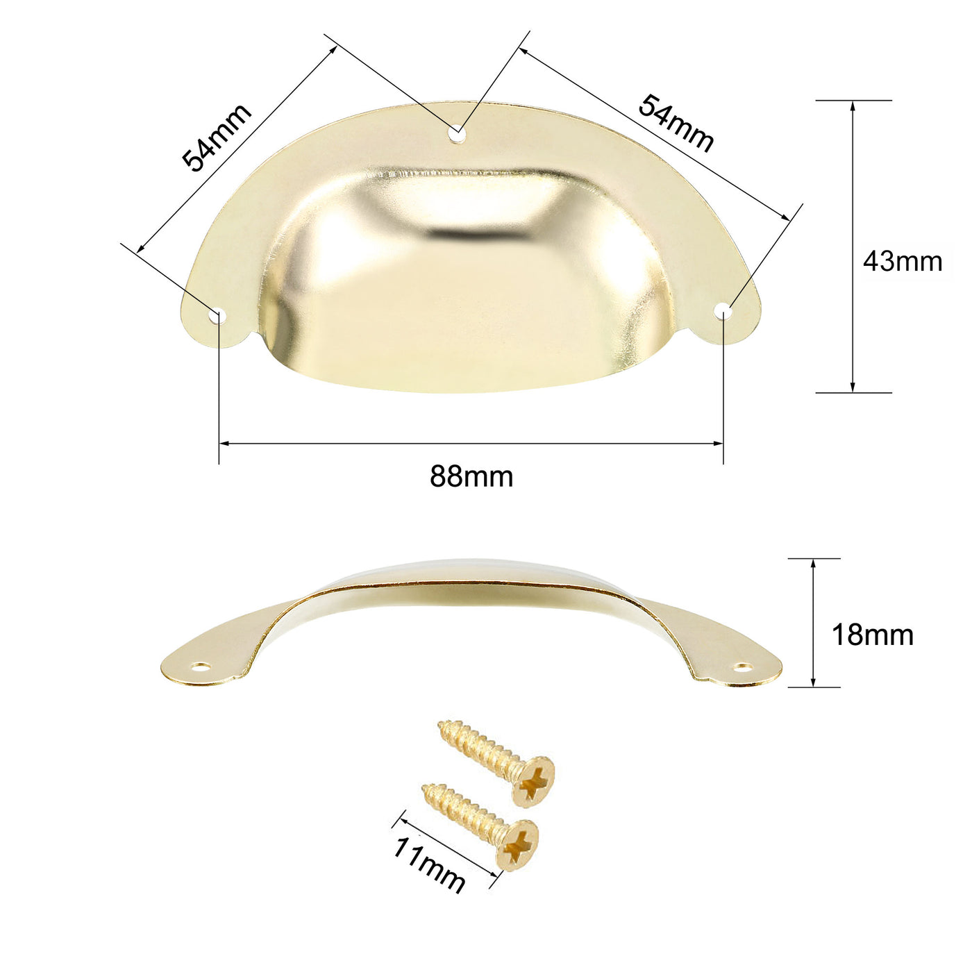 uxcell Uxcell Cup Drawer Pull Kitchen Cabinet Handles Gold Tone, 88mm Hole Centers, 4pcs