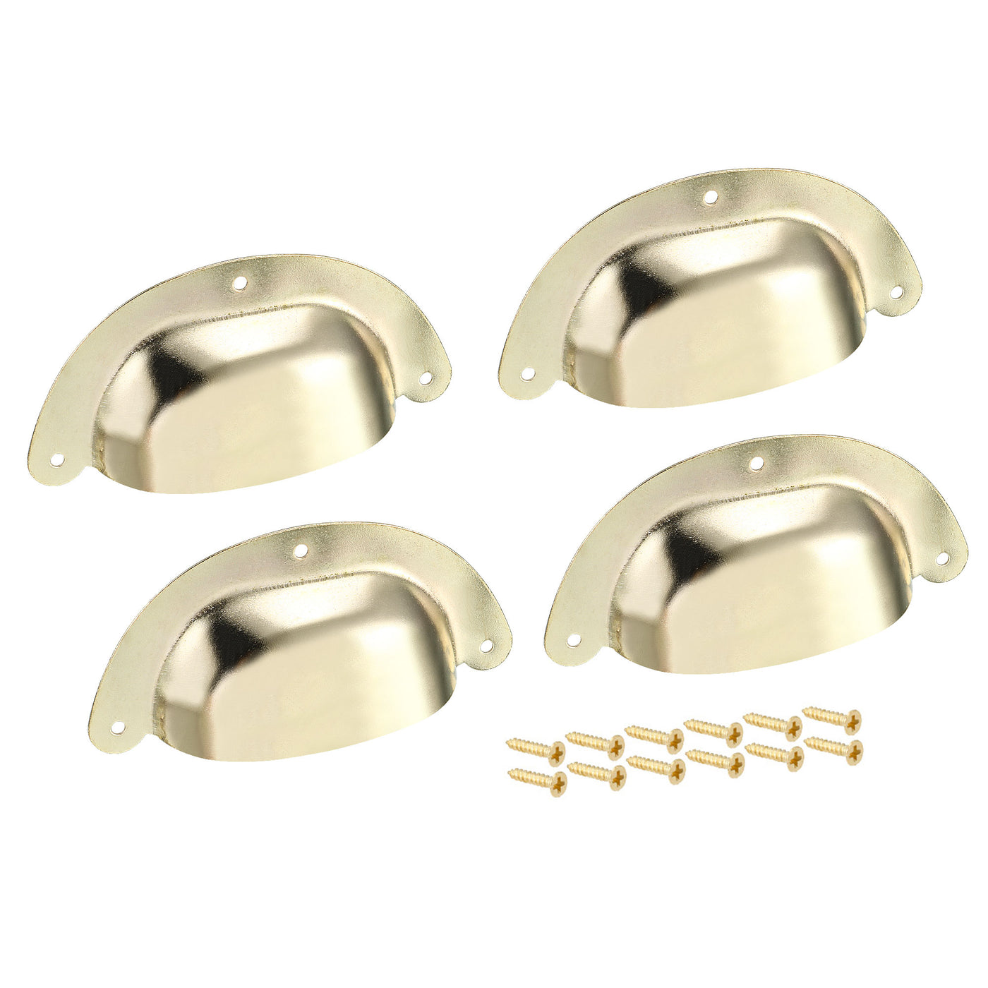 uxcell Uxcell Cup Drawer Pull Kitchen Cabinet Handles Gold Tone, 88mm Hole Centers, 4pcs