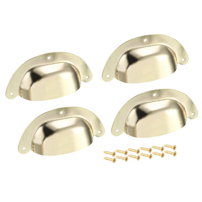 Harfington Uxcell Cup Drawer Pull Kitchen Cabinet Handles Gold Tone, 88mm Hole Centers, 4pcs