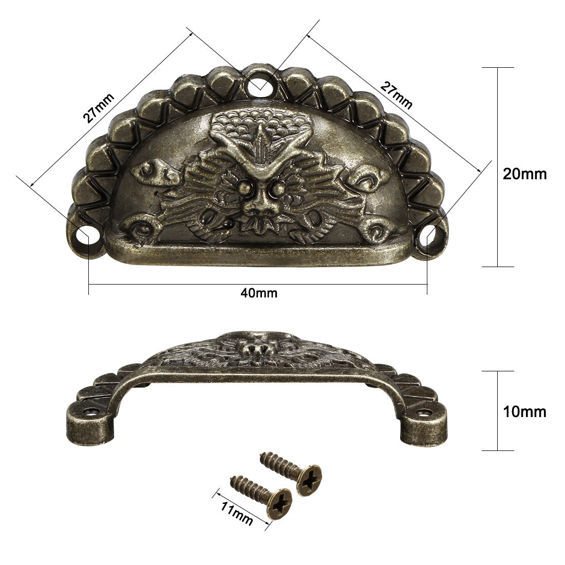 uxcell Uxcell Cup Drawer Pull Kitchen Cabinet Handle Bronze Tone, 40mm Hole Centers, 4pcs