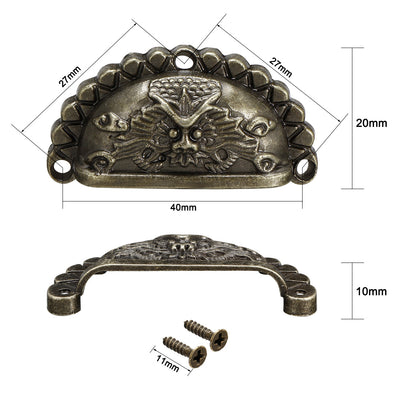 Harfington Uxcell Cup Drawer Pull Kitchen Cabinet Handle Bronze Tone, 40mm Hole Centers, 4pcs