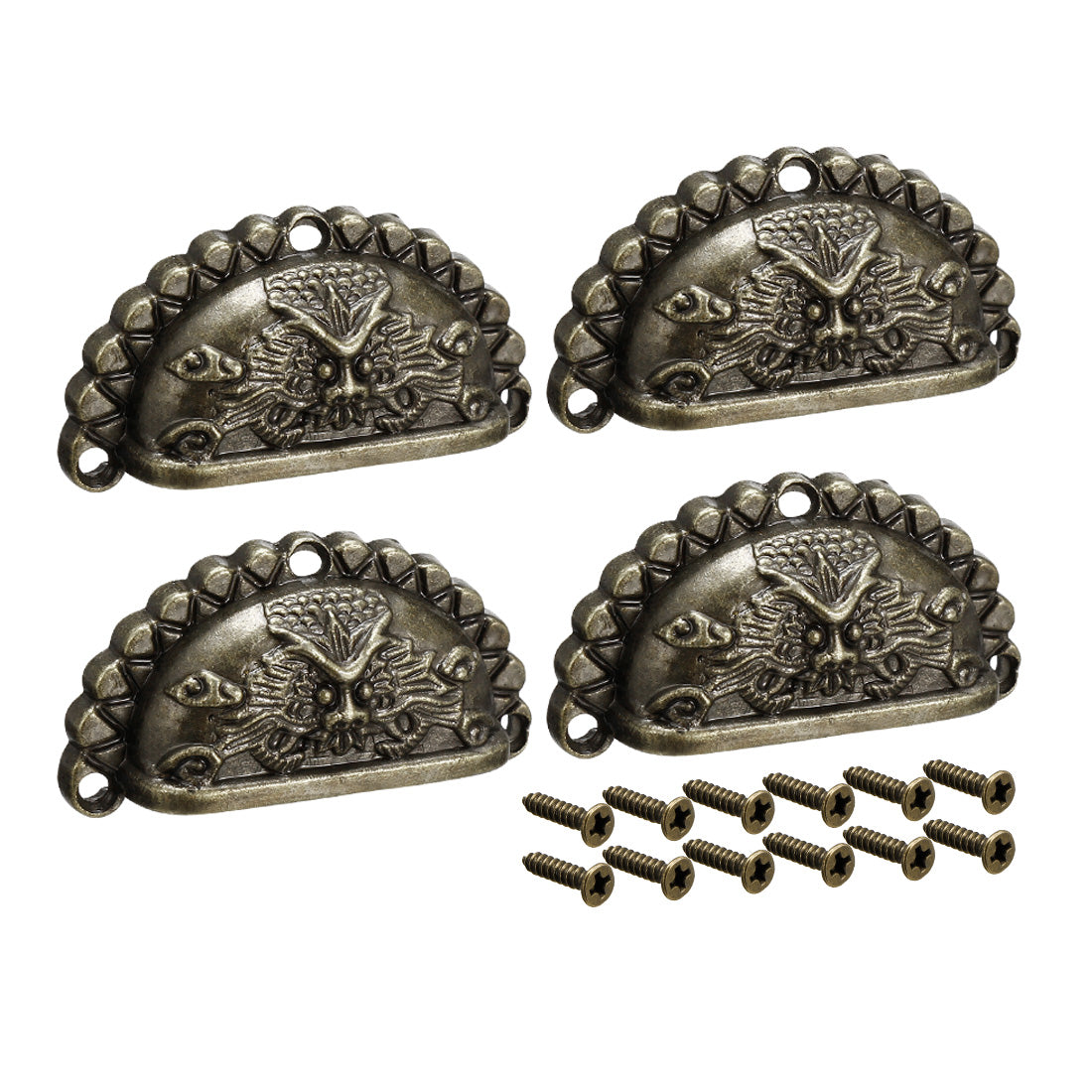 uxcell Uxcell Cup Drawer Pull Kitchen Cabinet Handle Bronze Tone, 40mm Hole Centers, 4pcs