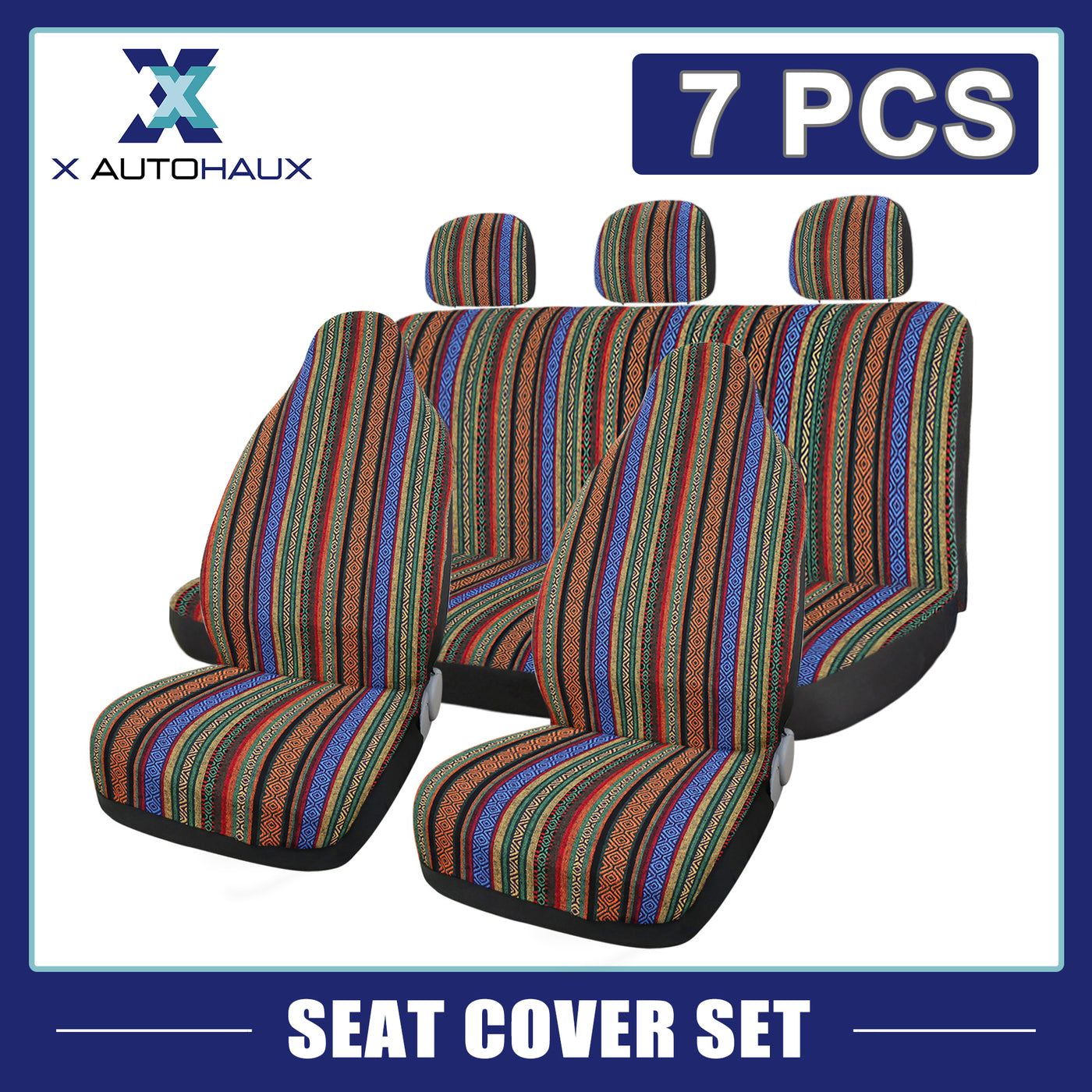 uxcell Uxcell 7pcs Blanket Ethnic Style Bucket Seat Cover for Car Automotive