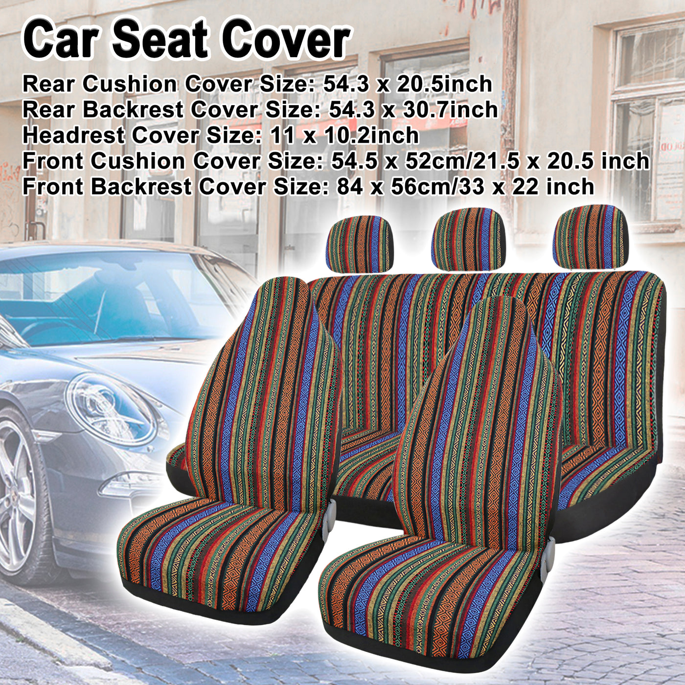 uxcell Uxcell 7pcs Blanket Ethnic Style Bucket Seat Cover for Car Automotive