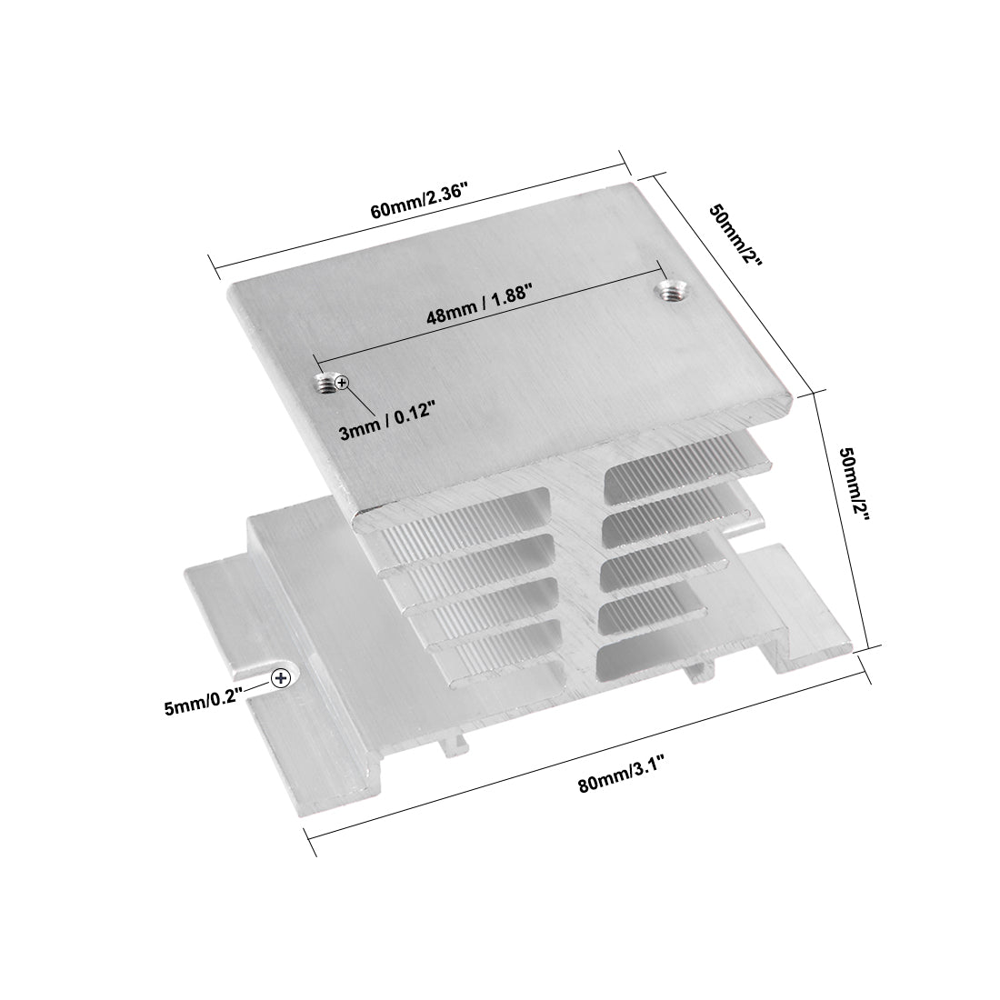 uxcell Uxcell Aluminum Heat Sink SSR Dissipation for Single Phase Solid State Relay 10A-40A