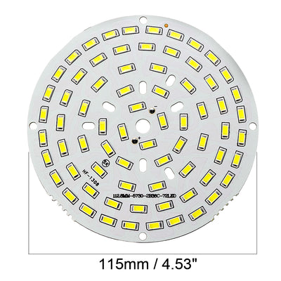 Harfington Uxcell 2 Stück LED Chipmodul Aluminiumplatine Ersatz 300mA 36W 72 LEDs 5730 Surface Mounted Devices Reinweiß Superhell 115mm Durchm.