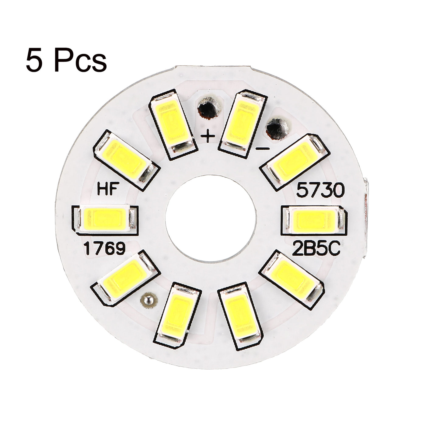 uxcell Uxcell 5 Stück LED Chipmodul Aluminiumplatine Ersatz 300mA 5W 10 LEDs 5730 Surface Mounted Devices Reinweiß Superhell 35mm Durchm.