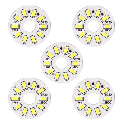 Harfington Uxcell 5 Stück LED Chipmodul Aluminiumplatine Ersatz 300mA 5W 10 LEDs 5730 Surface Mounted Devices Reinweiß Superhell 35mm Durchm.