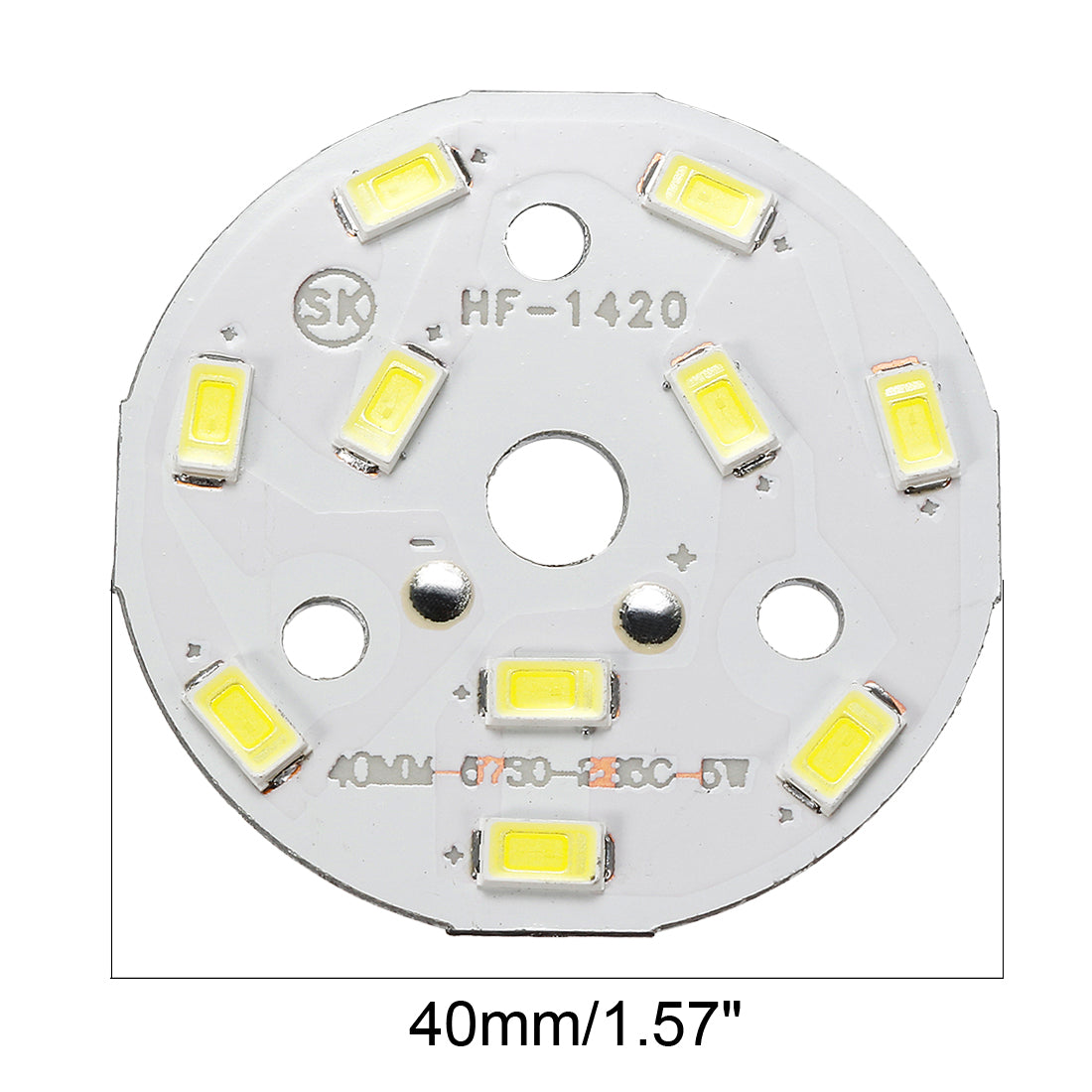 uxcell Uxcell 300mA 5W 10x5730SMD LED Chip Module Aluminum Board Pure White Super Bright 40mm Dia 5pcs